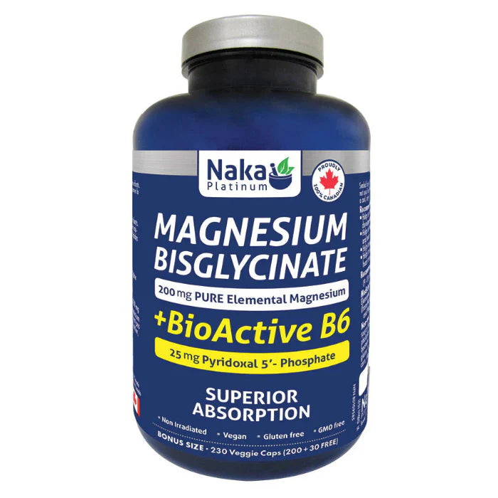 Naka Magnesium Bisglycinate + BioActive B6 (230 vcaps)