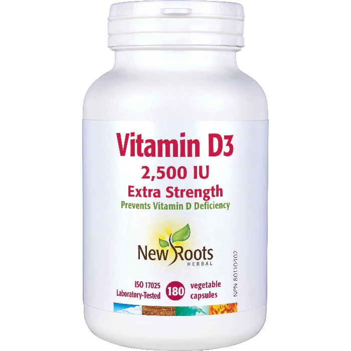 New Roots Vitamin D3 2,500 IU Extra Strength (180 Caps)