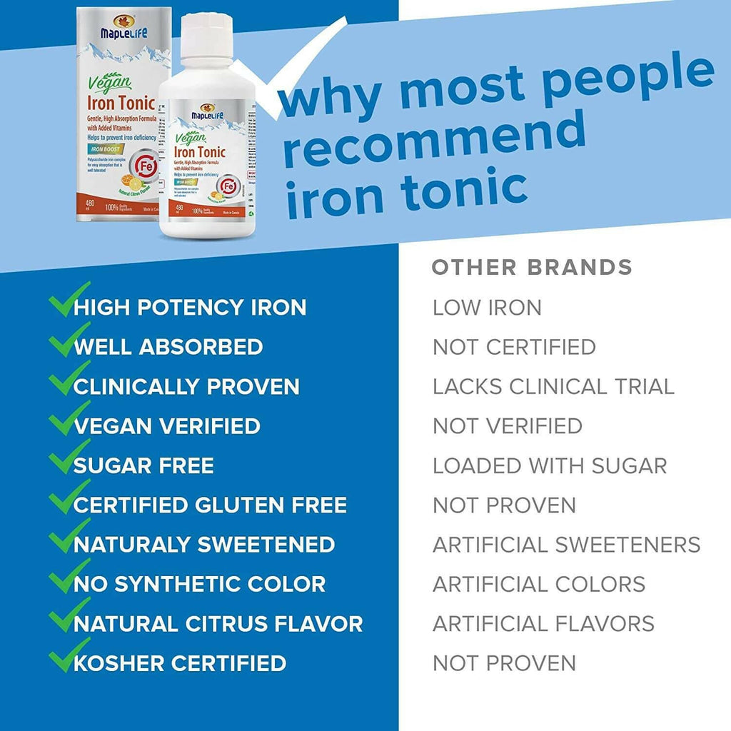 Maplelife Vegan Liquid Iron Tonic with Iron Boost (480ml)