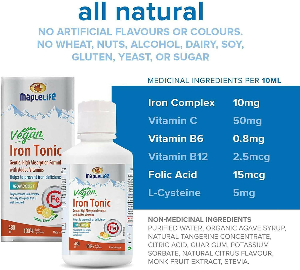 Maplelife Vegan Liquid Iron Tonic with Iron Boost (480ml)