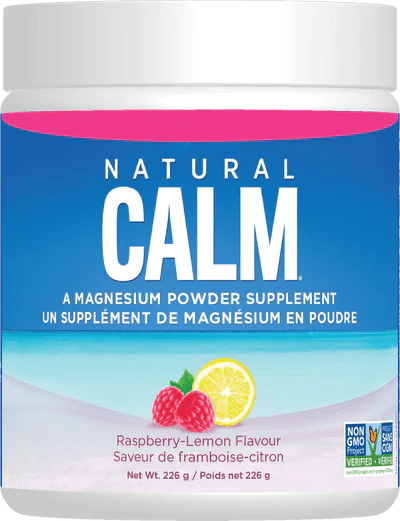 Natural Calm Magnesium Citrate Powder – Raspberry Lemon Flavour – 16 oz. (452g)
