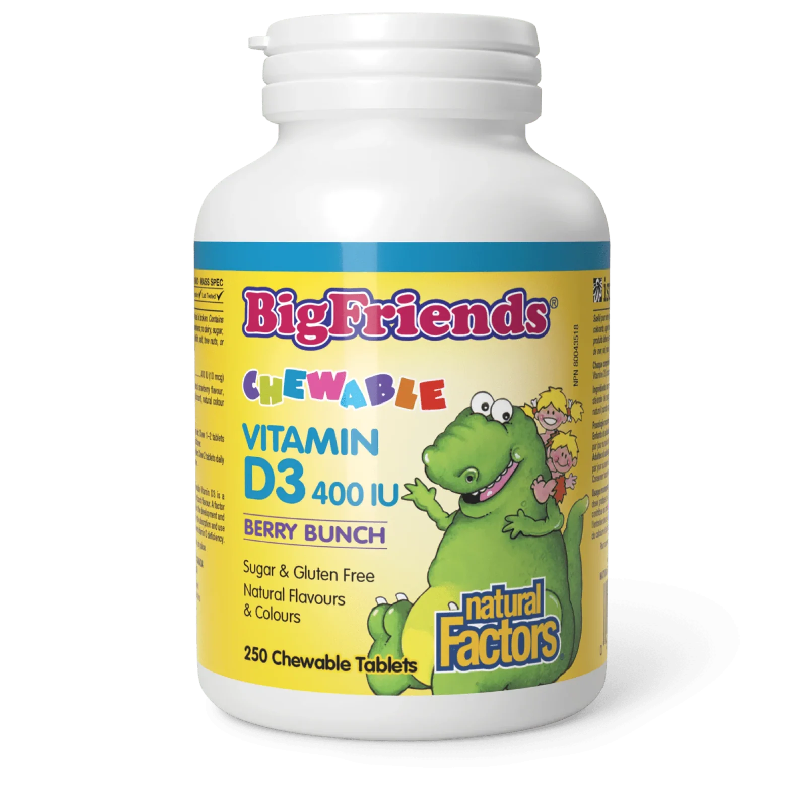 Natural Factors Big Friends Chewable Vitamin D3 400 IU（250 tablets）