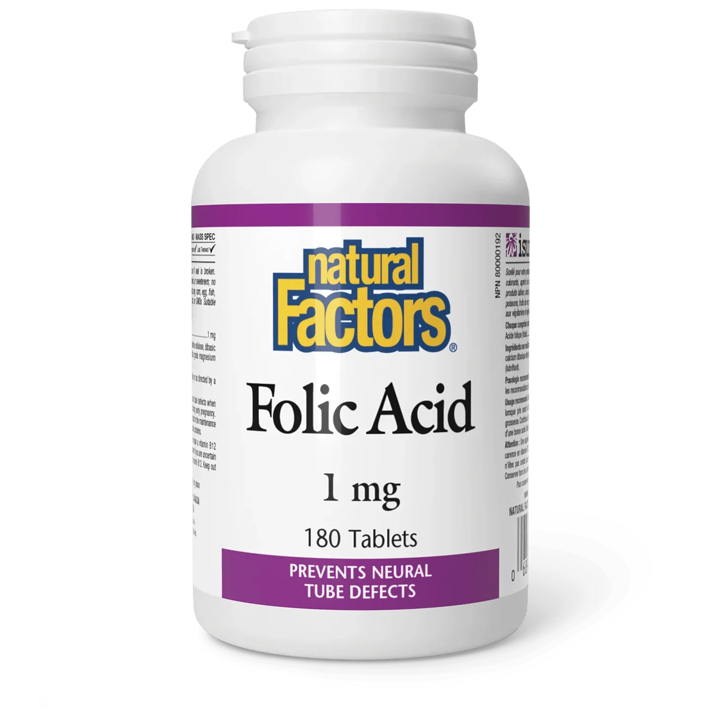 Natural Factors Folic Acid 1mg (90 ｜180 Tablets)