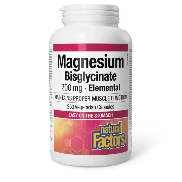 Natural Factors Magnesium Bisglycinate 200 mg (250 vcaps)
