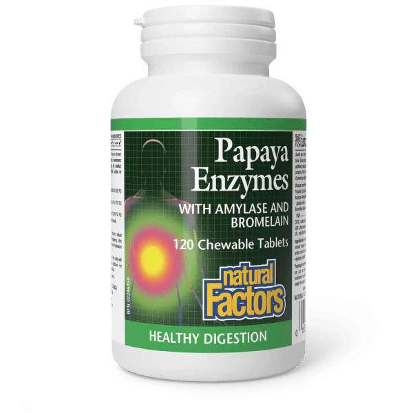 Natural Factors Papaya Enzymes with Amylase and Bromelain (120 Chewable Tablets)