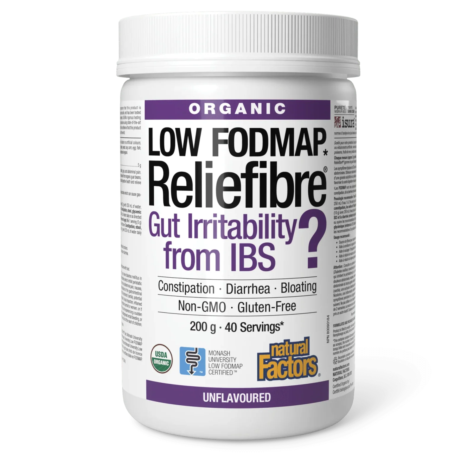 Natural Factors Reliefibre Organic Unflavoured Powder (200g)