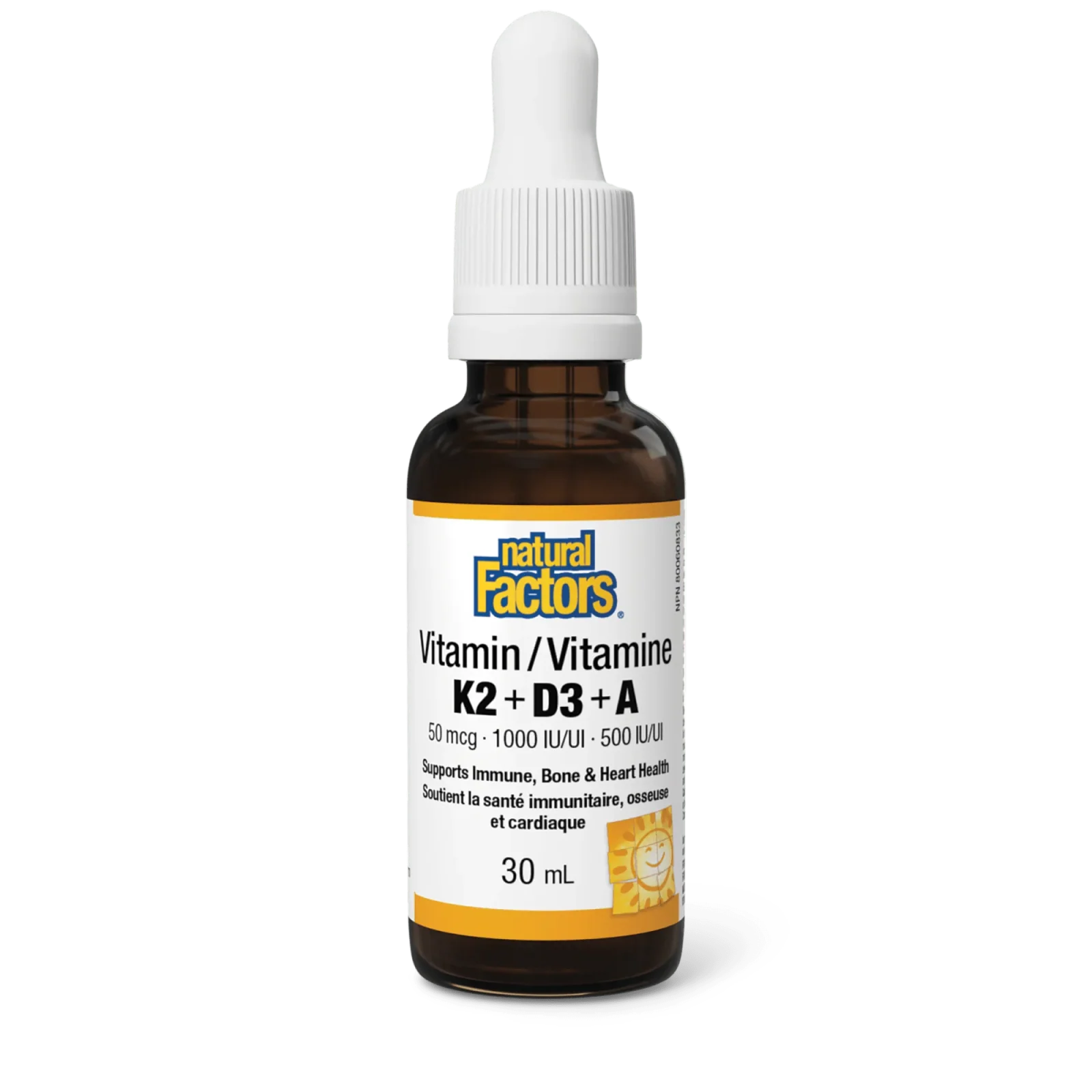Natural Factors Vitamin K2+D3+A 50 mcg/1000 IU/500 IU (30 mL)