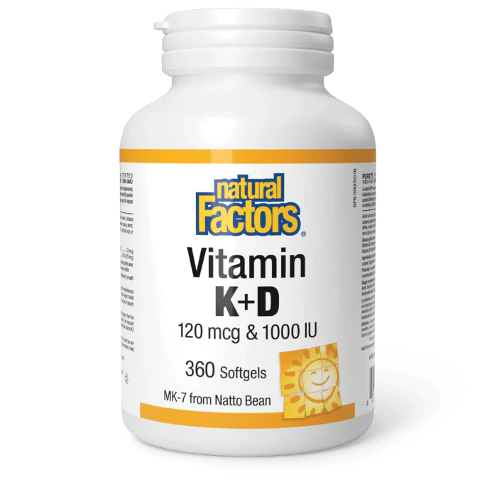 Natural Factors Vitamin K+D 120 mcg & 1000 IU (360 softgels)