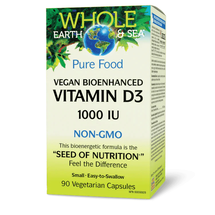 Natural Factors Whole Earth & Sea Vegan Bioenhanced Vitamin D3 1000 IU (90vcaps)