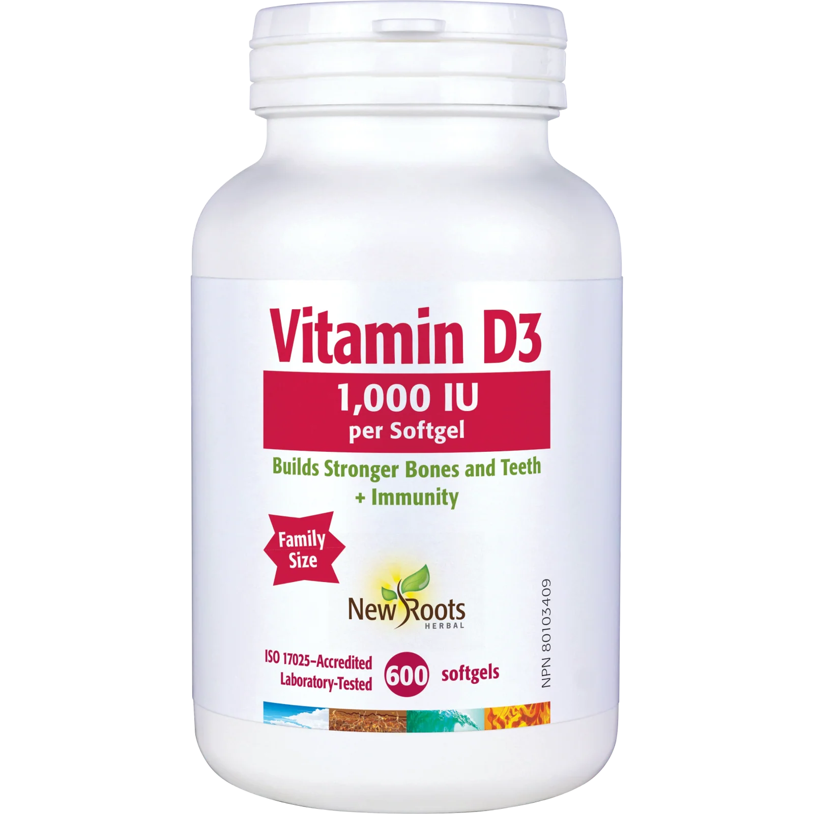 New Roots Vitamin D3 1,000 IU (600 softgels)