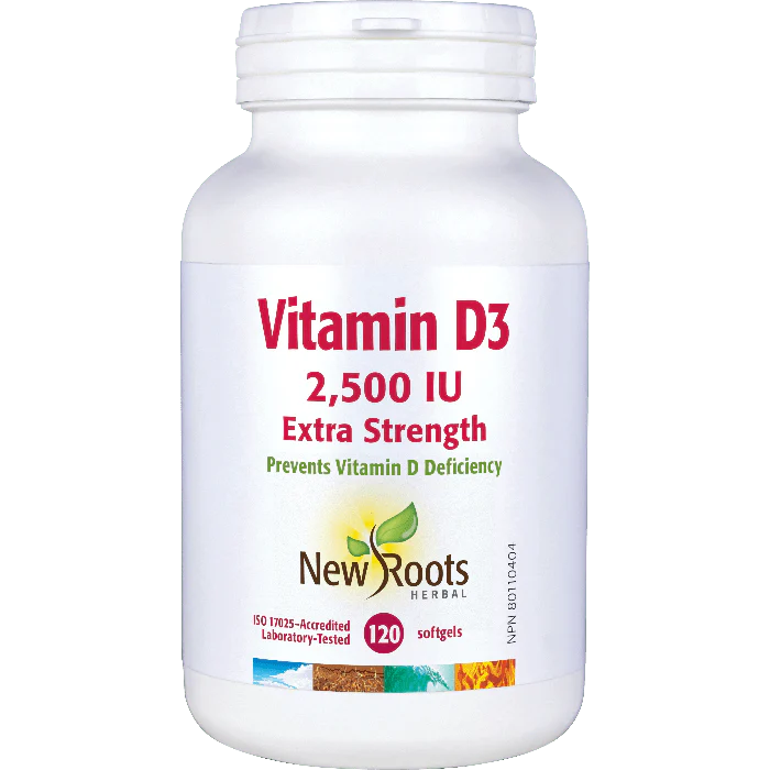 New Roots Vitamin D3 2,500 IU Extra Strength (120 softgel)